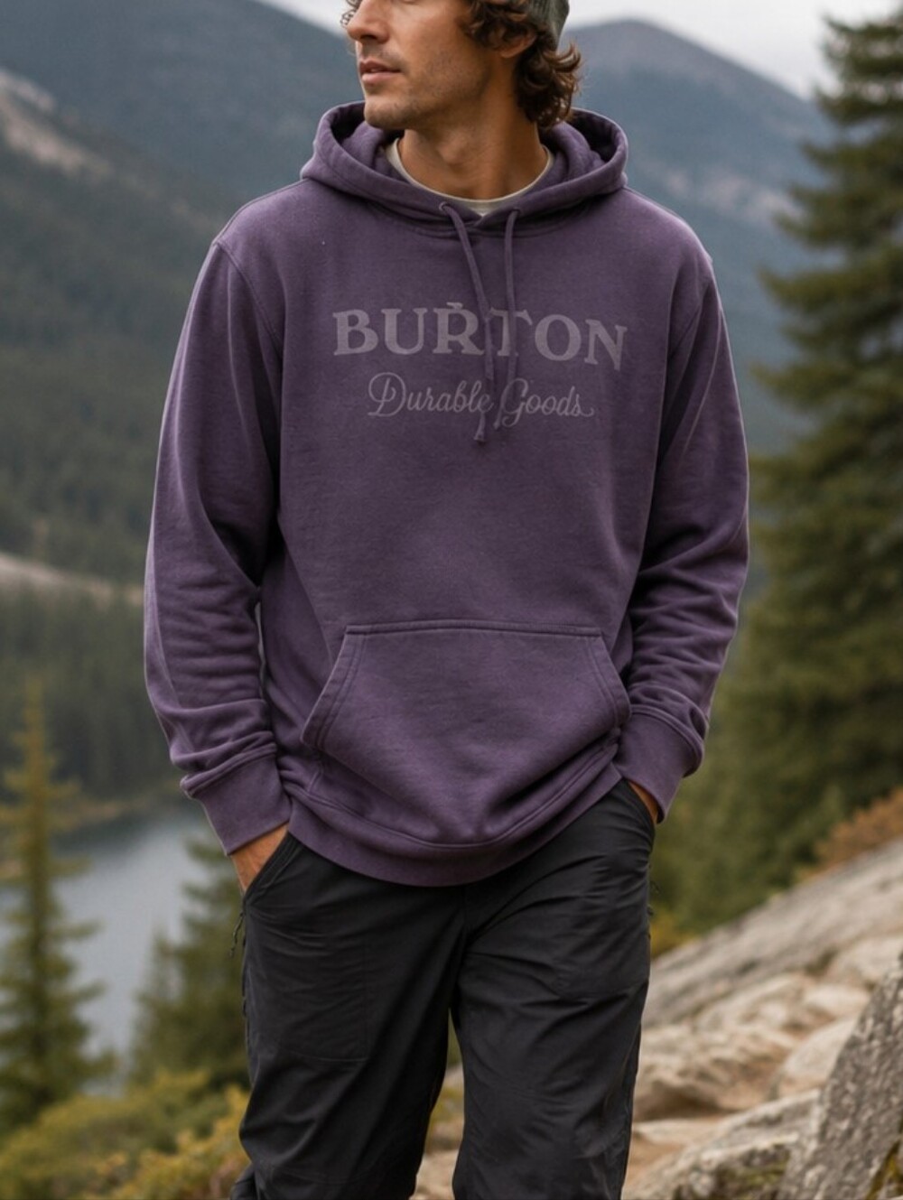 Burton Purple Pullover Hoodie Men’s S Logo Graphic Kangaroo Pocket Sweatshirt